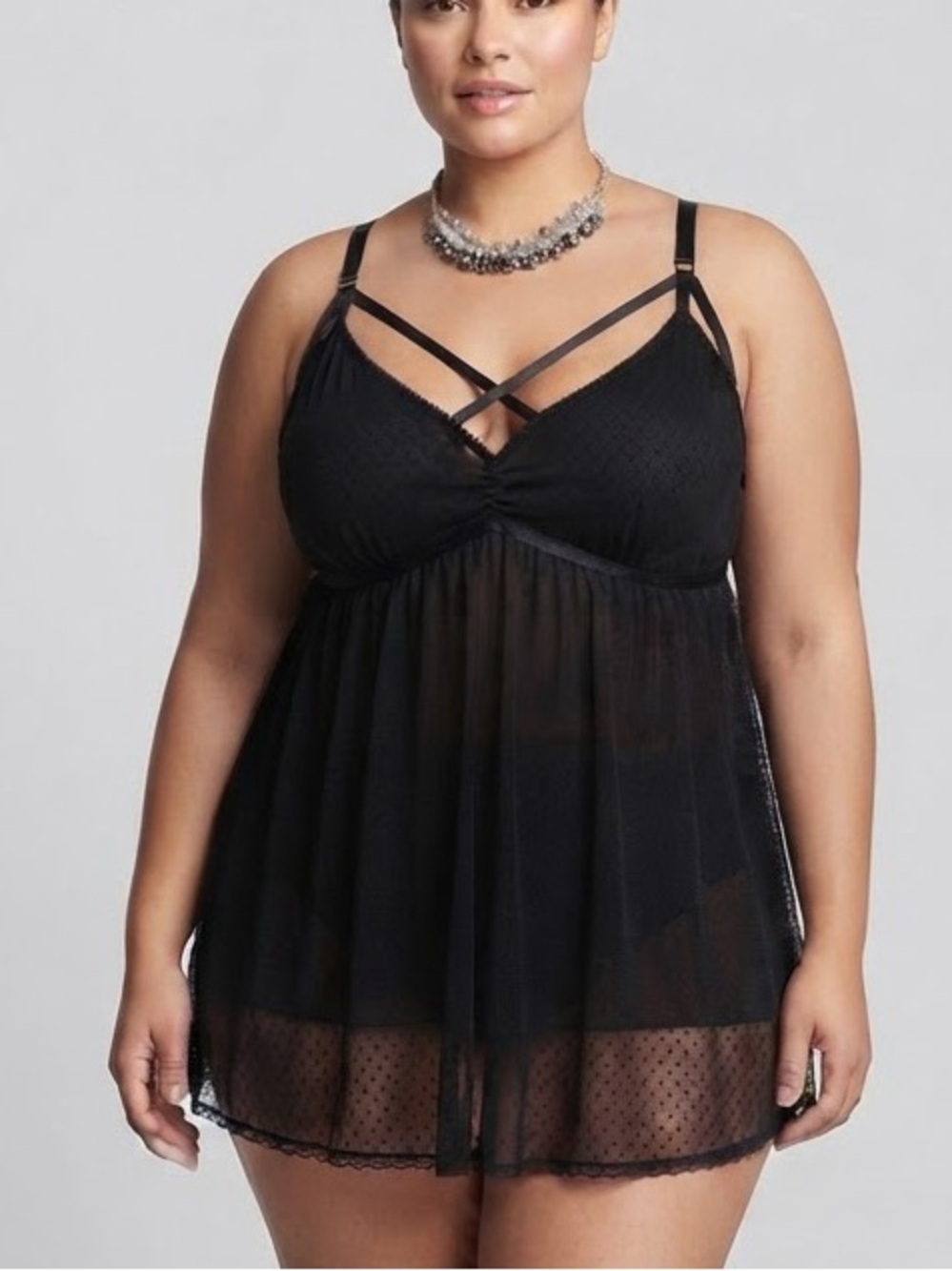 TORRID Black Mesh Strappy Chemise Babydoll size 2X